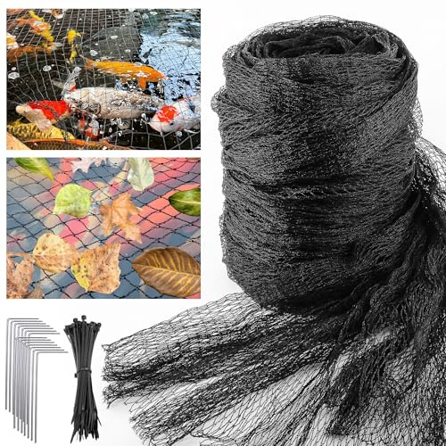 UNIFAMILY 3m x 3m Pond Netting to Keep Heron Away Woven Fine Mesh Fish Pond Netting Cover Black Heavy Duty Pond Protection Net Protecting Koi Fish from Raccoons, Birds, Cats & Predators