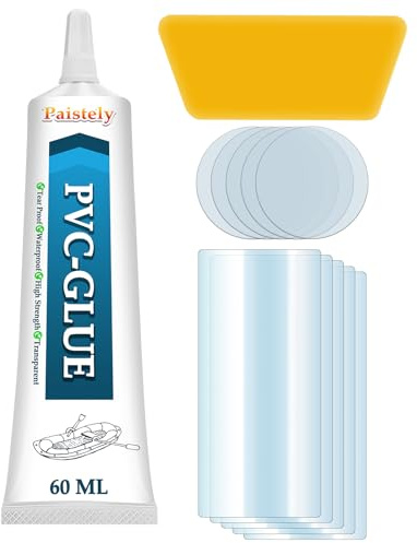Paistely Kit Réparation Piscine, Kit Réparation Spa Gonflable, Kits Entretien Spa Étanche et Transparent, pour Matelas Pneumatiques, Structures Gonflables, Matériaux en EVA (60ML)