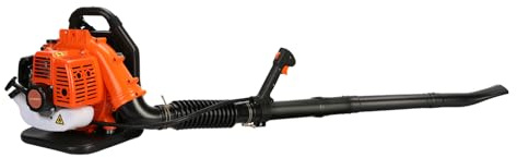 Sinuyie Blower de Hoja Mochila 52CC 550CFM, Soplador Césped con Gas 2 Tiempos Boquilla Larga, Fuerza Viento Fuerte, Hierba Gasolina Aire para Patio, Jardín, Y Naranja