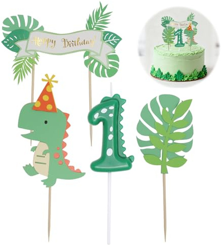 Geburtstagskerzen Zahlen 1 Dinosaurier Set, Geburtstagskerze 1, Kerze 1, Grün Kerzen Zahlen, Kuchendeko 1 Geburtstag, Dino Tortendeko Dino, Happy Birthday Cake Topper 1 Junge Deko für Kinderpartys