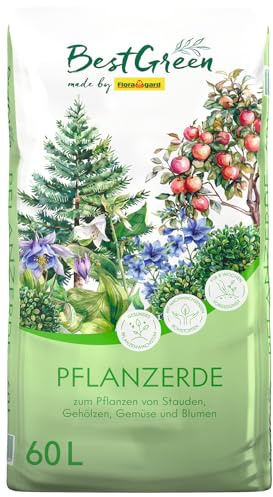 BestGreen Pflanzerde 60 L – torfreduzierte Universal- & Hochbeeterde mit lockerer, nährstoffreicher Struktur & guter Wasserspeicherung