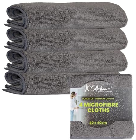 Premium Microfibre Cleaning Cloth –- Multifunctional Heavyweight (400gsm) Reusable – XL (40x40cm) and Jumbo (50x70cm) Size - Lint Streak Free Washable Duster for Professional and Home, Office & Garage
