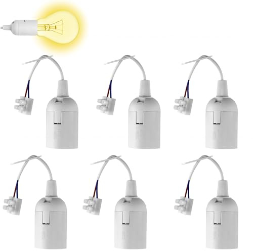 Lot de 6 Douille Ampoule E27 avec Câble, Douille de Lampe E27 250V 4A avec Fil, Rechange Chantier Support D'ampoule Rénovation pour Suspensions Luminaires Halogènes