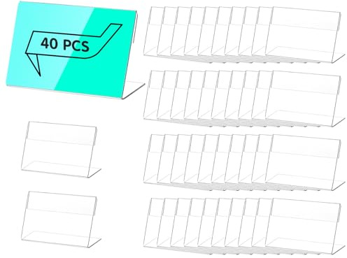 40Pcs Porta Etichette in Acrilico Trasparente, Porta Cartellini Display Porta Cartelli in Acrilico, Porta Cartellino Prezzi per Scaffali Negozio al Dettaglio Supermercato(6 * 4.2 * 2.2 CM)
