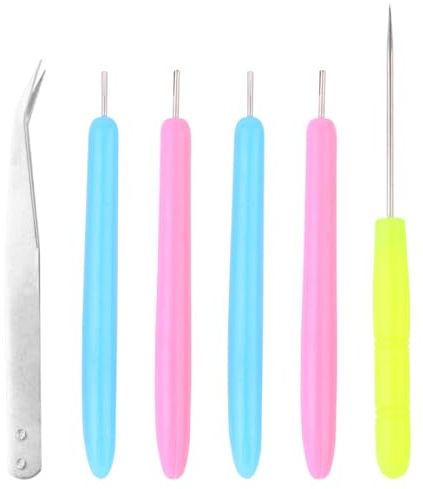 Alipis Set de Herramientas para Quilling de 6 Piezas Bolígrafos para Enrollar Papel con Mango de Plástico Aguja de Acero Inoxidable Pinza y Perforador Kit Color Aleatorio