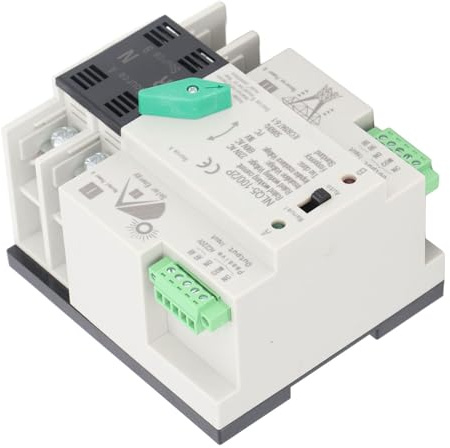 FTVOGUE Interruttore di Trasferimento Automatico a Doppia Alimentazione, Interruttore di Commutazione Manuale Automatico 2P con Montaggio su Guida DIN per Alimentatore per Asilo Nido (63A)