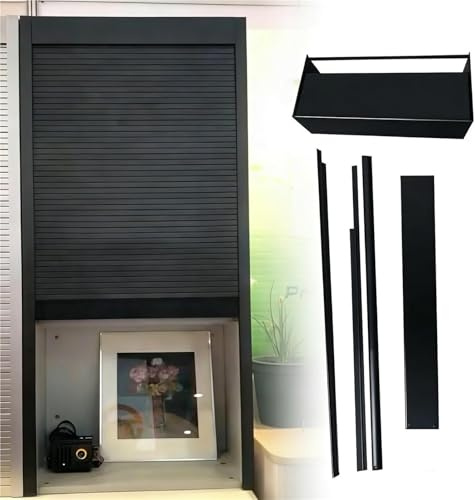 Aluminum Manual Roll-Up Tambour Door Kit, Foldable Roller Shutter Cabinet Door For Shower, Wardrobe, Pantry, Kitchen & Office(W 18 x H 48 inch)