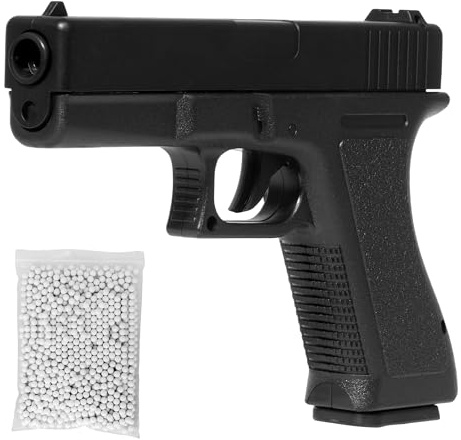 Pistola softair a molla replica Gloc k 17, POTENZA 0,9 JOULE, plastica, colpo singolo, caricatore 14 colpi, 200x137x25, 200g, 1000 pallinni inclusi nella confezione
