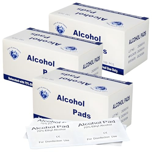 Ninnyi 300 Pcs Alcohol Wipes, 70% Isopropyl Alcohol Wipes, Individually Wrapped and Easy-Tear for Daily Any Surfaces Cleaning