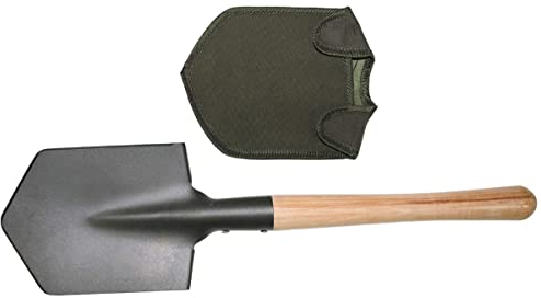 Pala muy robusta con mango de madera y bolsa