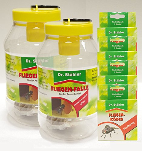 Dr. Stähler Fliegen-Falle - Set-Angebot 2 x Fliegenfalle 4 x Nachfüllpack