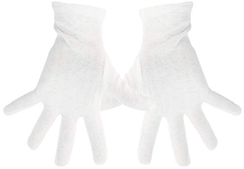 Plain White 100% Cotton Gloves for Eczema Small Bulk 12 Pairs,Thin Dry Hand Therapy Gloves Moisturizing Women Night Sleeping