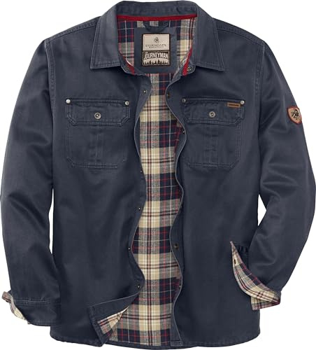 Legendary Whitetails Men's Flannel Lined Shirt Jacket Waxed Cotton Water Resistant Shacket Jacket