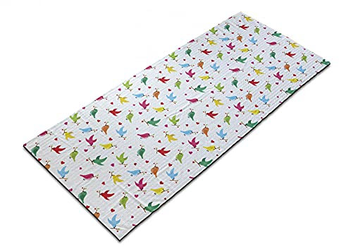 ABAKUHAUS Vögel Yoga-Mattenhandtuch, Herz Zweige Bunte, rutschfeste schweißabsorbierende Yoga Pilates Workout Pad Abdeckung, 64 cm x 178 cm, Mehrfarbig