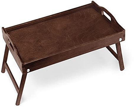 Maverton Vassoio da Colazione a Letto - Tavolino Pieghevole in Legno con Manici e Bordo Rialzato - Colore Marrone Scuro - Tavolo Multiuso 50 x 30 cm - donna - regalo - uomo