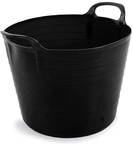 Neat Plastics 42L Flexi Tubs 1 Pack - Versatile Large Garden Tubs with Handles, Handy Builders Buckets Heavy Duty, Ideal Bath Bucket & Flexi Bucket, Durable Flexible Buckets for Home & Garden (Black)