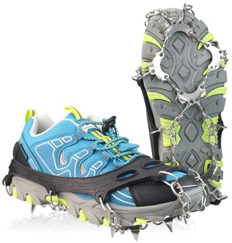 Ice Cleats for Kids, Crampons for Kids Hiking Boots & Shoes, Stainless Steel Anti Slip Traction Cleats, Ice Snow Grips for Ice Fishing, Walking, Hiking &Climbing, Toys for Boys & Girls