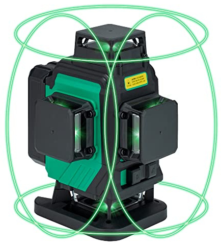 Goblin Tools 3DX-PG40 Green Beam 3D (Three-Dimensional) 4X 360° Multi-line Laser Level Kit, Self-Levelling Laser with Magnetic Mount, Rechargeable Lithium-ion Battery Pack, Target & Hard Carry Case