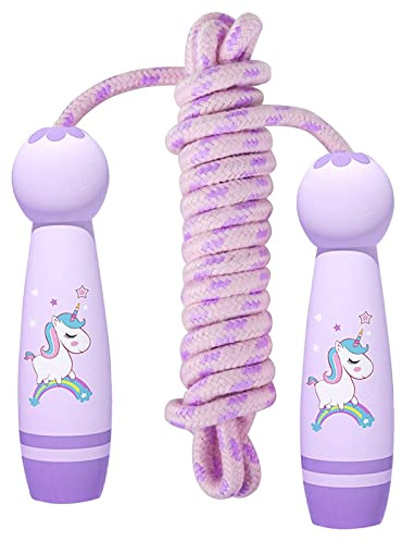 Hopprep, hopprep, barn, flicka, hoppgåva, för barn, 2,6 m, hopprep med halkfritt trähandtag för barn, pojkar, flickor för träning, fitness, träning(B)