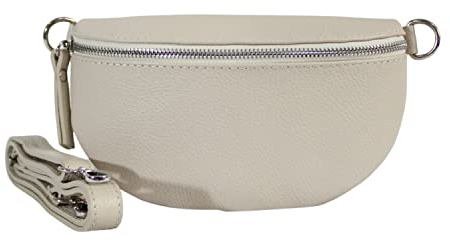 Bauchtasche Damen Stylisch EIN Crossbody Bag, Nappa Genuine Leder Bauchtasche Sehr schone Gürteltasche Crossbag, Ledertasche Made in Italy (Beige)