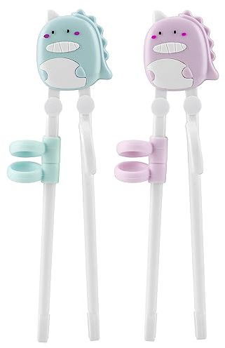 PandaEar 2 Pairs Kid Chopsticks, Dinosaur Children Learning Practice Chopsticks for Beginners Toddler