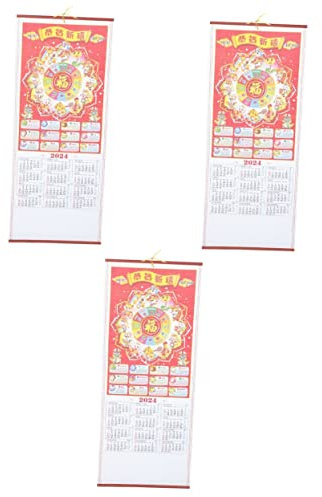 Ciieeo 3stücke Hängender Kalender Im Traditionellen Chinesischen Stil Monatskalender Für Büro Hochwertiger Wandkalender Mit Drachenmotiv Für Lunar-kalenderplanung