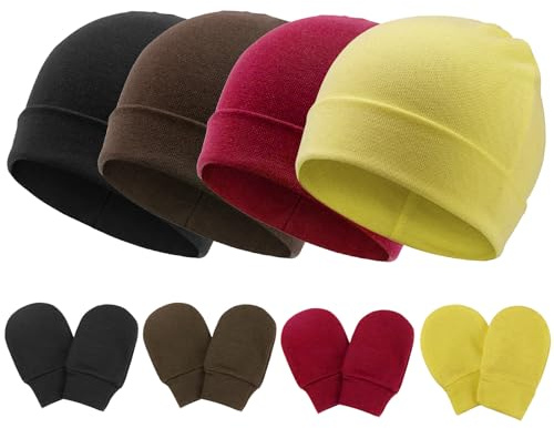DRESHOW Bebé Gorro y Guantes para Bebé Recién Nacido Bebé Beanie Sombrero para Bebés Niños Gorros