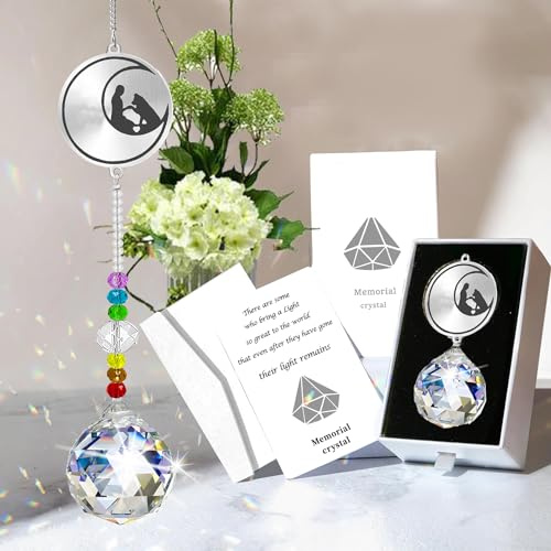 Peili Dog Memorial Gifts for Loss of Dog, Pet Moon Sympathy Gifts Crystal Window Suncatcher,Cat Bereavement Gift Sun Catcher,Dog Remembrance Gift Rainbow Maker,Pet Passing Away Loss Gifts