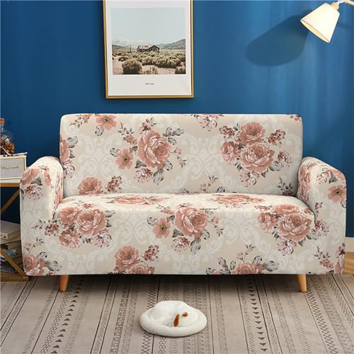 Couchbezug Stretch Sofa Überzug Blumenmuster Elastische Couch Überzug Universal Sofa Überzug 3 Sitzer, Sofaschoner rutschfest Hund Katze für Wohnzimmer