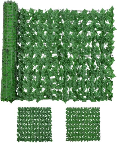 Youyijia Artificial Ivy Privacy Fence Screen 6m x 1m Garden Screening UV Protected Green Leaf Hedge Roll Screen Faux Vine Leaf Decoration for Outdoor Garden Wall