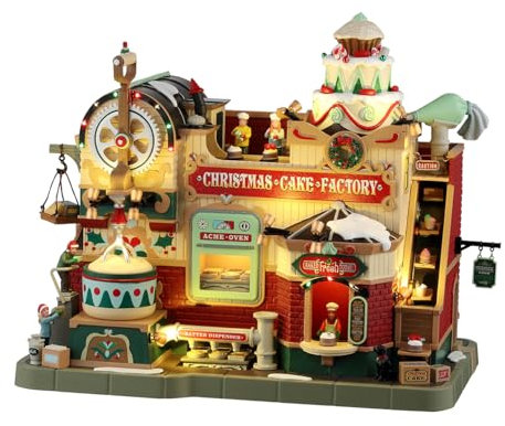 LEMAX Edificio in movimento e musica Christmas Cake Factory in resina H24.5 x 27.8 x 17.7 cm