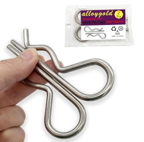 Alloygold 2 perni di traino resistenti a R, grandi perni di fissaggio a molla in acciaio inox, grandi per rimorchi, trattori, carrelli, camion, forte tensione a molla, M6 x 120 mm