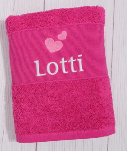 BotoHome Handtuch Pink 50x100 cm Personalisiert mit Namen & Motiv Bestickt 100% Baumwolle, Oeko-TEX Zertifiziert, weich & saugstark Frauen & Mädchen (Pink, 50 x 100 cm + Motiv)