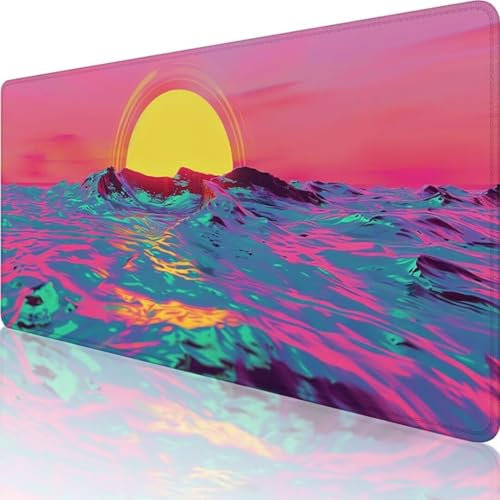 Lila Mauspad XXL 900x400 mm, Erweiterte Groß Mousepad Abstrakt, Wasserfest Schreibtischunterlage Vernähte Kanten Design, Mouse Pad mit Rutschfeste Gummibasis für Pc Büro Deko, Geschenke für männer g-B