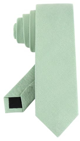 UETLRO Schmale Herren-Krawatte aus Polyester-Baumwoll-Mischgewebe, 6,35 cm, einfarbig, schmale Krawatte für Herren, mit Geschenkbox, Salbeigrün, Medium