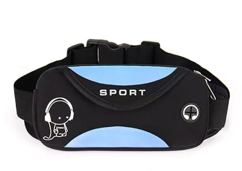 LEXICANMHS Kinder-Bauchtasche für Handy, 2 Fächer, reflektierend, Blau | Zwei Reißverschlussfächer für Handy, Schlüssel und kleine Gegenstände Elastischer Gurt Reflektierendes Motiv