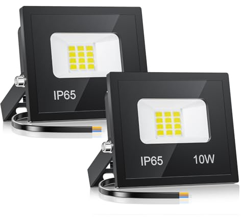 VRTOGTHE 2 Pack 10W Projecteur Exterieur LED, 1000LM 6500 K Blanc Froid Super Lumineux Spot LED Extérieur, Étanche IP65 Eclairage Exterieur pour Jardin, Escaliers, Garage, Couloir, Jardin