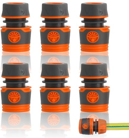 6 Stück Schlauchverbinder, Schlauchkupplung 1/2 Zoll, Gartenschlauch Kupplung für Bewässerung, Haus und Garten, 5.8 cm Höhe, 3.8 cm Breite