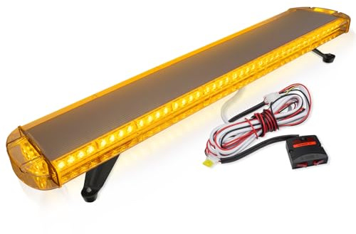 Esoldnic 46 Inch Rooftop Strobe Emergency Light Bar, 88 LED High Intensity Amber Flashing Beacon, Bolt Mounted LED Warning Lights with Control Panel for Trucks Contruction Vehicles Safety 12-24V