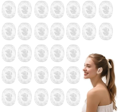 100 Pcs Ear Covers for Shower, Clear Waterproof Disposable Ear Protectors | Disposable Plastic Earmuffs, for Hair Dye, Shower, Bathing, Salon, Spa, Home, Hotel