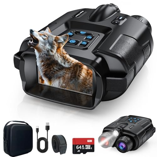 Haokoo 4K Nachtsichtgerät Profi - 600m Nachtsicht, 8-Fach Zoom, 3-Stufen Infrarot, 5000mAkku, IP65 wasserdicht, 3 Display, 64GB TF Karte