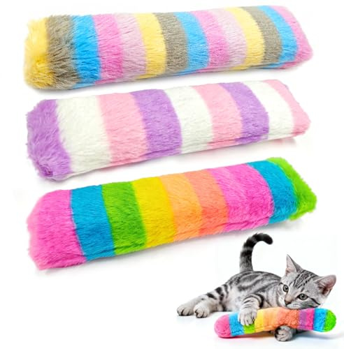 Kerros Cat Toys Pillows 3 Pack, Soft Cat Kitten Toy with Catnip Inside Interactive Toys for Indoor Cats Kittens Self Play, Kick, Swatting, Biting, Hunting, Exercise