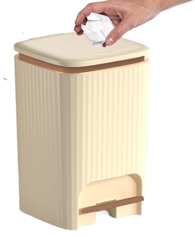 Dubbulon Poubelle De Salle De Bain Avec Couvercle - Poubelle De Cuisine À Appui Et Pédale | Corbeille À Déchets 15L Anti-Odeurs Pour Bureau Toilette Salle De Bain Buanderie Dortoir Camping-Car