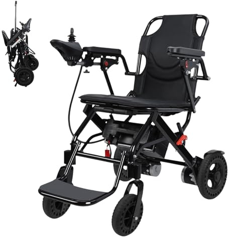Lightweight Electric Wheelchair for Adults, Motorized Portable Electric Wheelchairs for Adults with 500W Motors, 12-Mile Range Wheelchair (Black)