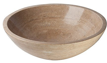Yuchengstone Stort handfat tvättfat av ädel marmor, färg: ljusbrun med ådring, unik, mått Ø/H: 42/15,3 cm vikt: ca 10 kg
