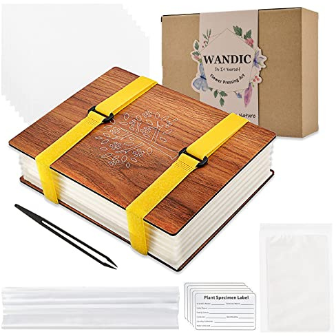 WANDIC Trä blompress, trähantverk stansning press växt trä konst kit utomhus lärande för DIY hantverk