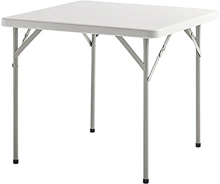 SATURNIA Mesa Plegable Cuadrada HDPE Multifuncional, Portatil, Resistente,Multiusos 86x86x74 cm. Color Blanco