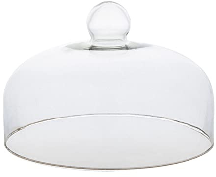 DOITOOL Glass Cake Dome Round Clear Cloche Dome Cake Display Cover Glass Cake Pan Cover Food Plate Lid Clear Cover Lid for Cake Desserts (26cm)