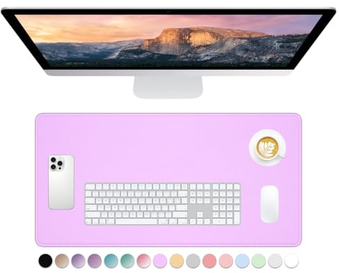 Dapesuom Large Mouse Pad, Extended Gaming Mouse Mat with Stitched Edges, Full Size Desk Mats with Non-Slip Base, Computer Big Desktop Keyboard Pad for Gamer, Laptop, Office, 23.6 x 11.8 in, Purple