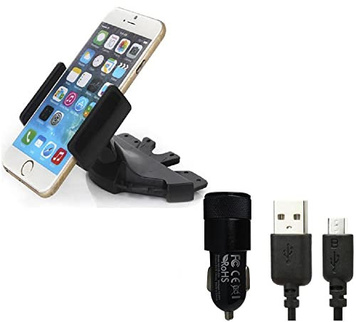 K-S-Trade Top Set Compatibile con Lenovo K13 + Caricabatteria Supporto Slot CD Smartphone Compatibile con Auto Dispositivi di Navigazione Montaggio Autoradio Titolare Staffa Fatto Compatibile con